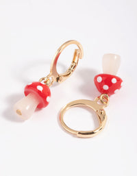 Red Mushroom Huggie Hoop Earrings - link has visual effect only