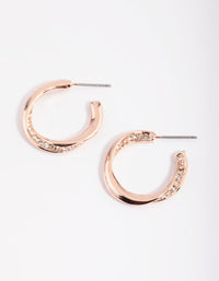 Rose Gold Diamante Twisted Hoop Earrings - link has visual effect only