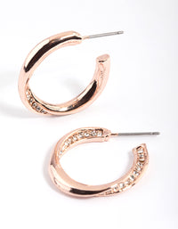 Rose Gold Diamante Twisted Hoop Earrings - link has visual effect only