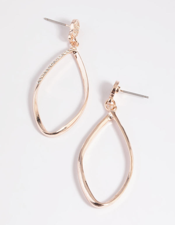 Rose Gold Diamante Pave Drop Earrings