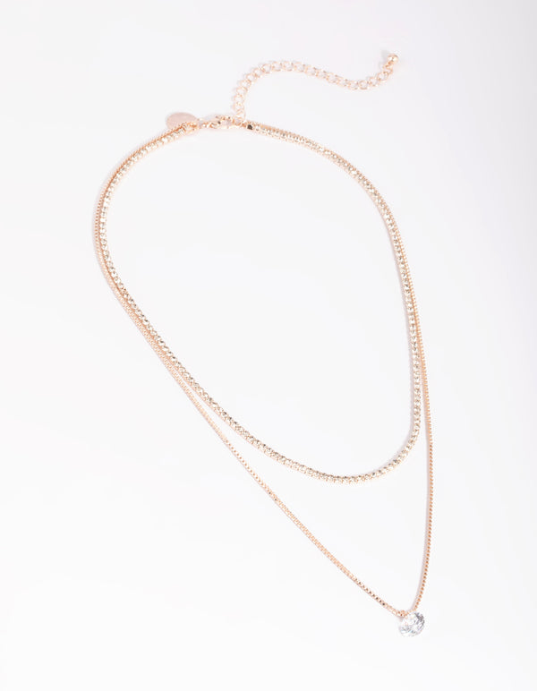 Silver Diamante Teardrop Layered Necklace - Lovisa