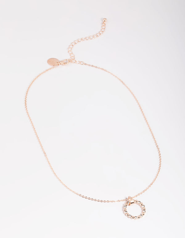 Rose Gold Pretty Diamante Open Circle Necklace - Lovisa