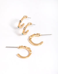 Gold Vintage Huggie Hoop Earring Pack - link has visual effect only