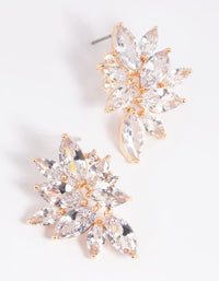 Gold Cubic Zirconia Navette Stud Earrings - link has visual effect only