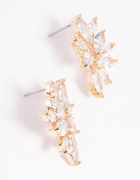 Gold Cubic Zirconia Navette Stud Earrings - link has visual effect only