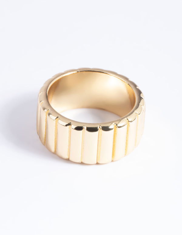 Gold Plated Textured Band Ring - Lovisa