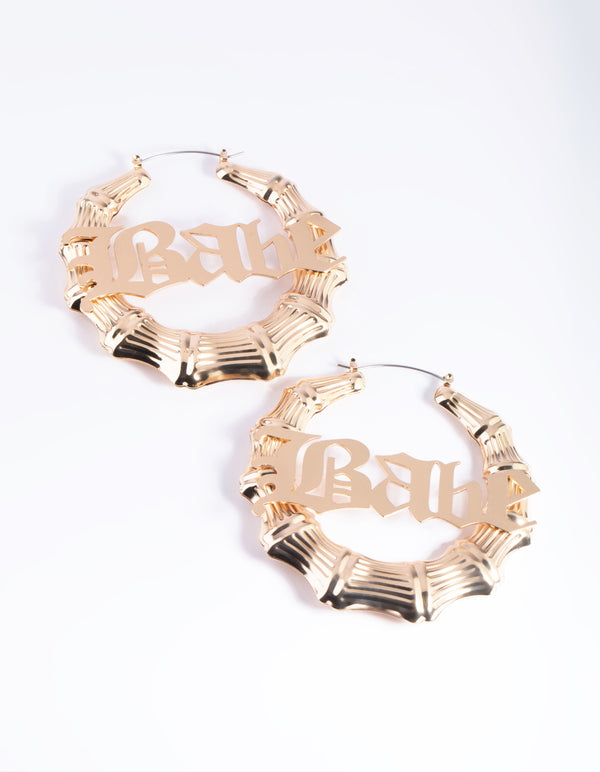 Gold Babe Bamboo Hoop Earrings