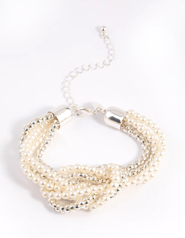 Silver Chain & Pearl Knot Bracelet