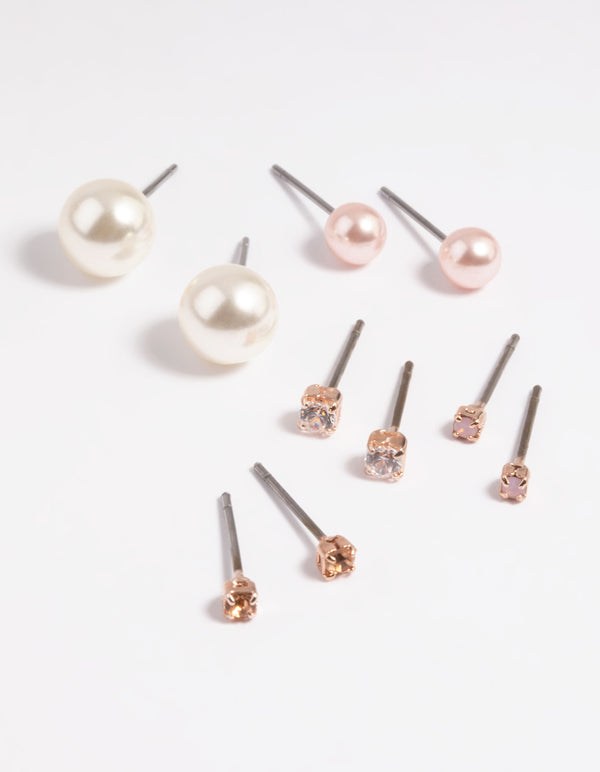 Silver Diamante Stud Earring 5-Pack