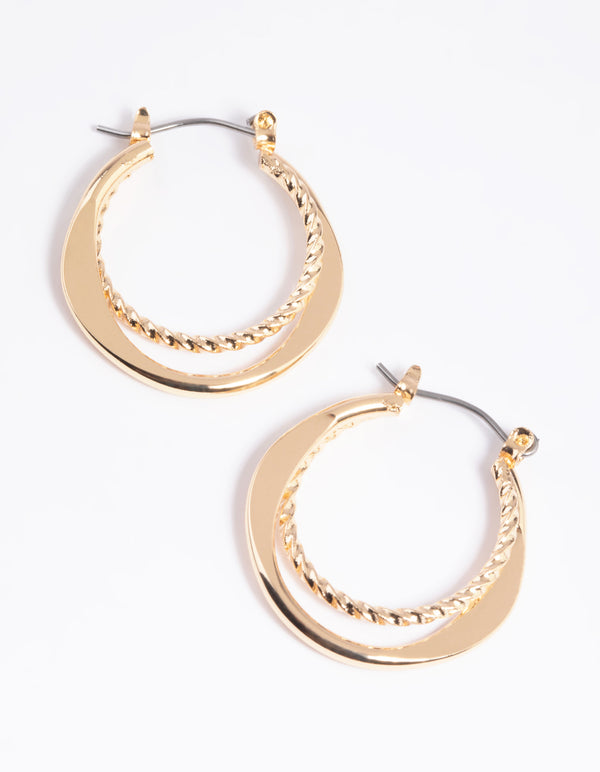 Gold Twisted Hoop Earrings