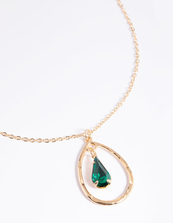 Green Diamante Pear Necklace