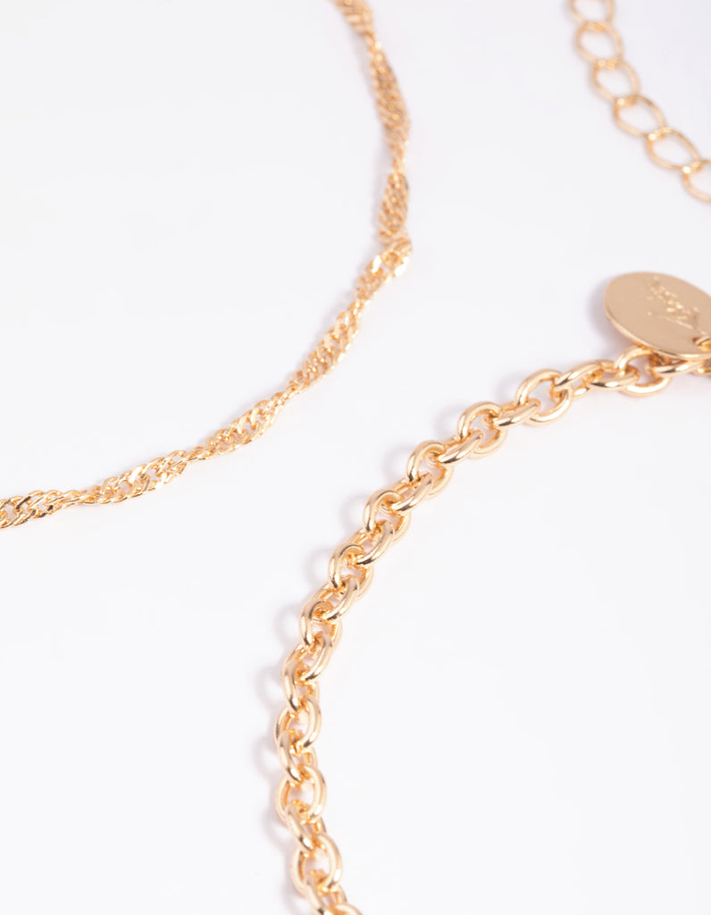 Gold Twisted Anklet Set - Lovisa