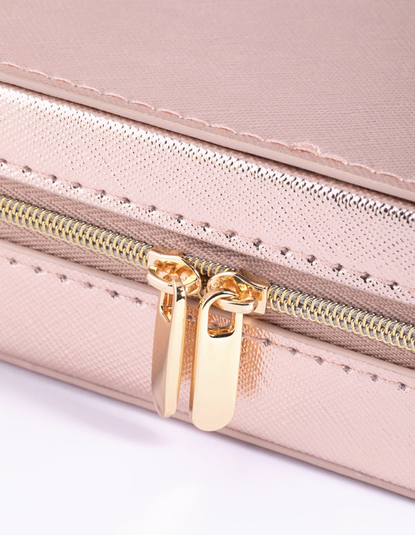 Rose Gold Faux Leather Iridescent Jewellery Box - Lovisa