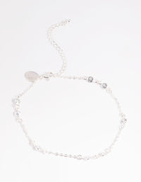 Silver Cubic Zirconia Anklet - link has visual effect only