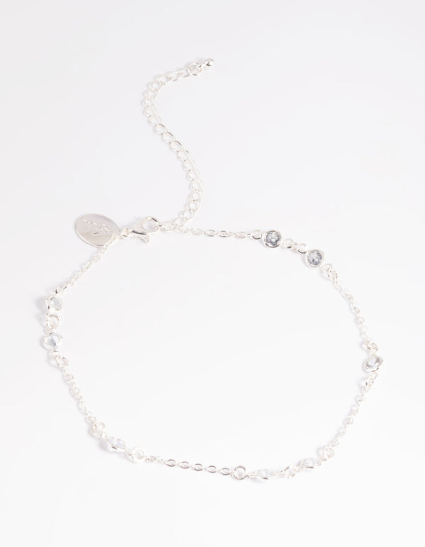 Silver Cubic Zirconia Anklet