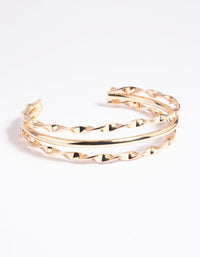 Gold Twisted Bar Cuff Bangle - link has visual effect only