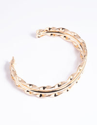 Gold Twisted Bar Cuff Bangle - link has visual effect only