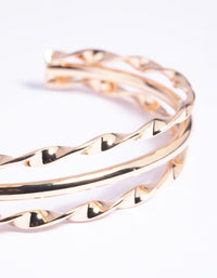 Gold Twisted Bar Cuff Bangle - link has visual effect only