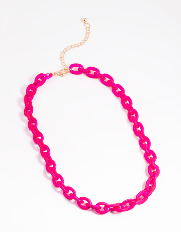 Pink chain necklace store