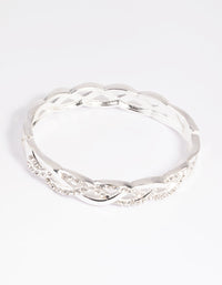 Silver Diamante Cross Over Clamp Bracelet - link has visual effect only