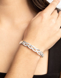 Silver Diamante Cross Over Clamp Bracelet - link has visual effect only