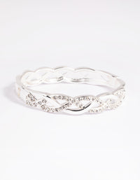 Silver Diamante Cross Over Clamp Bracelet - link has visual effect only