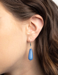 Silver Plated Semi Precious Stone Blue Drop Earrings - link has visual effect only