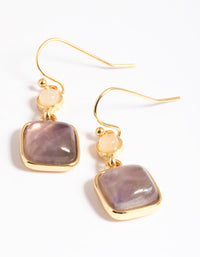 Gold Plated Semi Precious Stone Drop Earrings - link has visual effect only