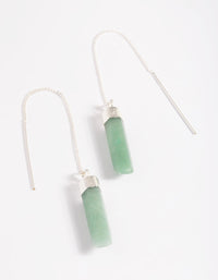 Silver Plated Green Fluorite Thread Through Earrings - link has visual effect only