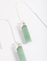 Silver Plated Green Fluorite Thread Through Earrings - link has visual effect only