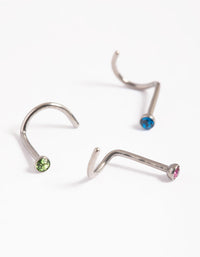 Titanium Simple & Clear Nose Stud Pack - link has visual effect only