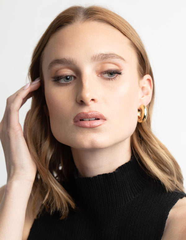 Gold Plated Brass Chubby Hoop Earrings Lovisa