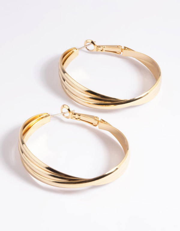 Gold Plated Twisted Hoop Earrings