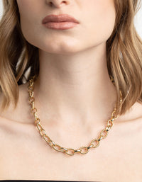 Gold Plated Textured Oval Layered Necklace - link has visual effect only