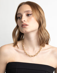 Gold Plated Textured Oval Layered Necklace - link has visual effect only