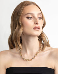 Gold Plated Textured Oval Layered Necklace - link has visual effect only