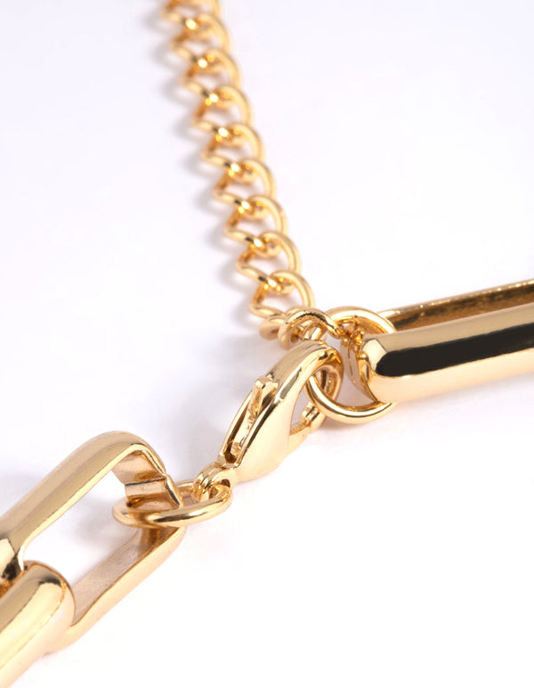 Gold Plated Rectangle Layered Necklace - Lovisa