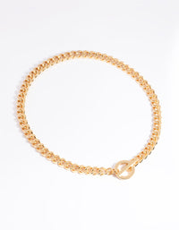 Gold Plated Fob Curb Chain T&O Necklace - link has visual effect only