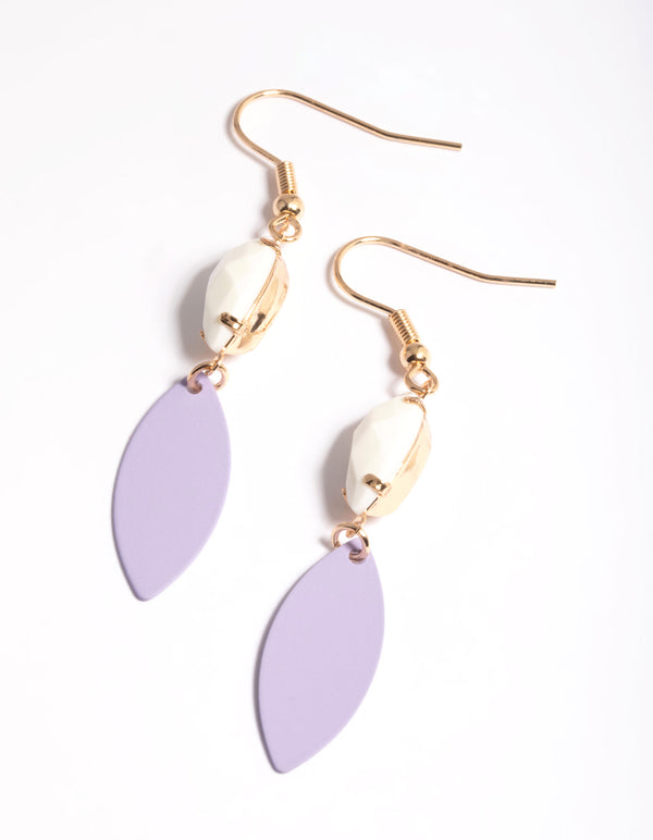 Lilac Pear & Leaf Drop Earrings