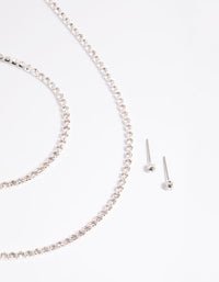 Silver Diamante Necklace Bracelet & Earrings Set - link has visual effect only