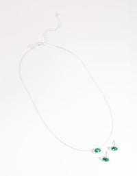 Green Stone Necklace & Earrings Set - link has visual effect only