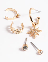 Gold Celestial & Leaf Earrings 5-Pack - link has visual effect only