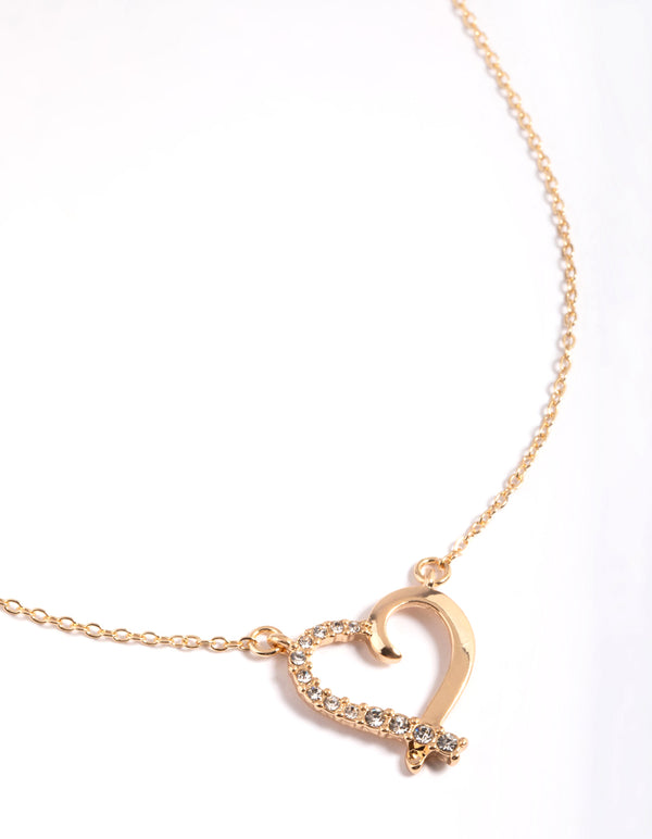 Gold Heart Diamante Necklace