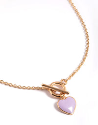 Purple T-Bar Enamel Heart Necklace - link has visual effect only