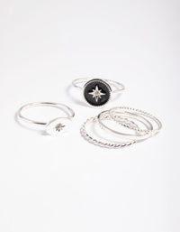 Silver Celestial Signet Rings 6-Pack - link has visual effect only