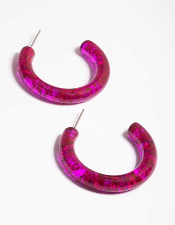 Gold Flake Acrylic Hoop Earrings