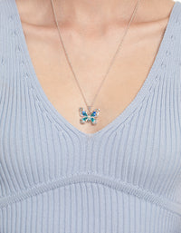 Silver Statement Diamante Butterfly Necklace - link has visual effect only