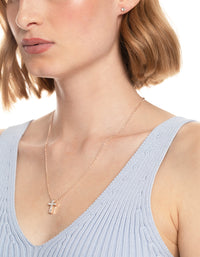 Rose Gold Cross Necklace & Stud Earrings - link has visual effect only