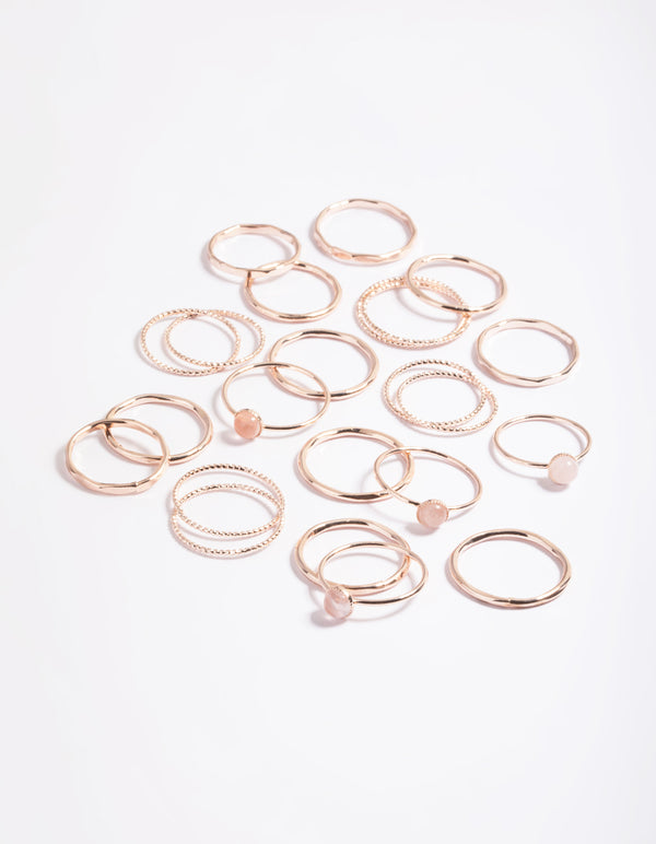 Rose Gold Quartz Ring Stack Pack