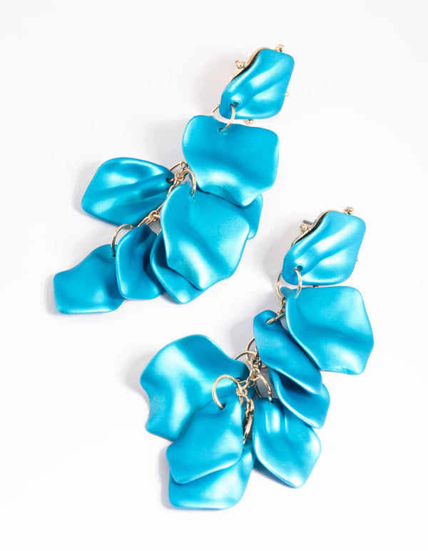 Blue Pearlised Petal Drop Earrings - Lovisa